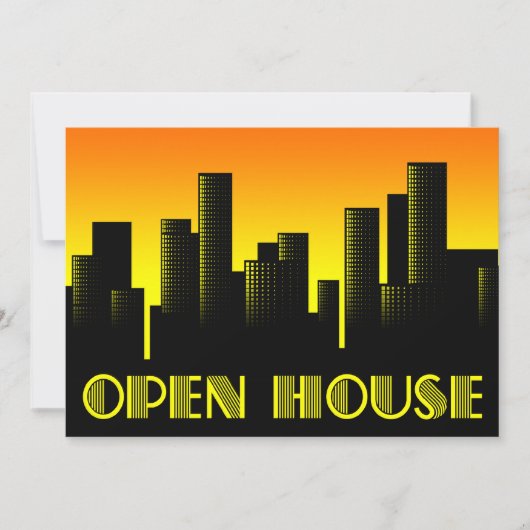 Open huis aankondiging : Cityscape zonsondergang (Voorkant)