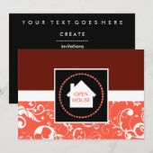 open huis aankondiging: professionele damast kaart (Voorkant / Achterkant)