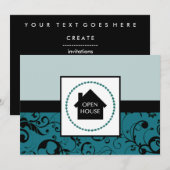 open huis bericht: professionele damast kaart (Voorkant / Achterkant)