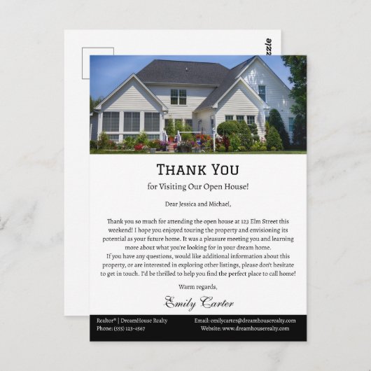 Open Huis Makelaar Bedankt Briefkaart (Voorkant / Achterkant)