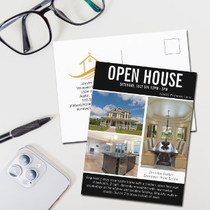 Open huis moderne onroerend goed bedrijf notering briefkaart