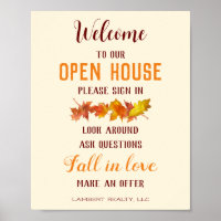 Open huis onroerend goed Poster herfstbladeren
