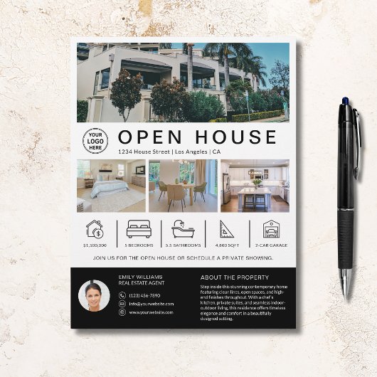 Open Huis Vastgoedmakelaar Custom Logo Flyer