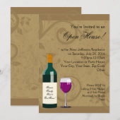 Open huisuitnodigingen, wijnthema kaart (Voorkant / Achterkant)