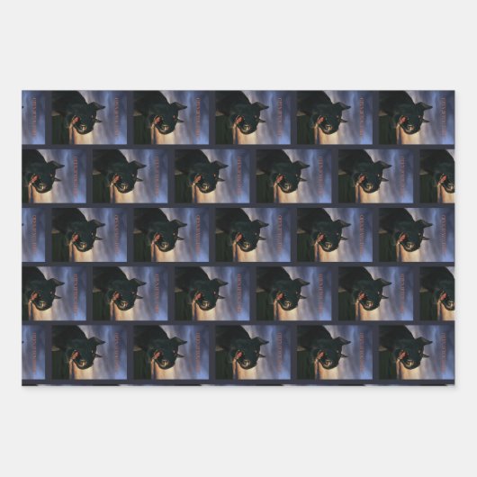 Open If You Dare. Big, black dog Inpakpapier Vel (Voorkant)