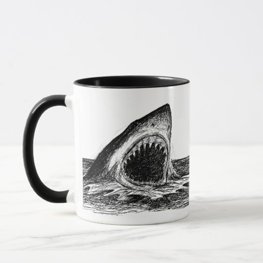 OPEN JAWS Great White Shark Designer Mok (Links)