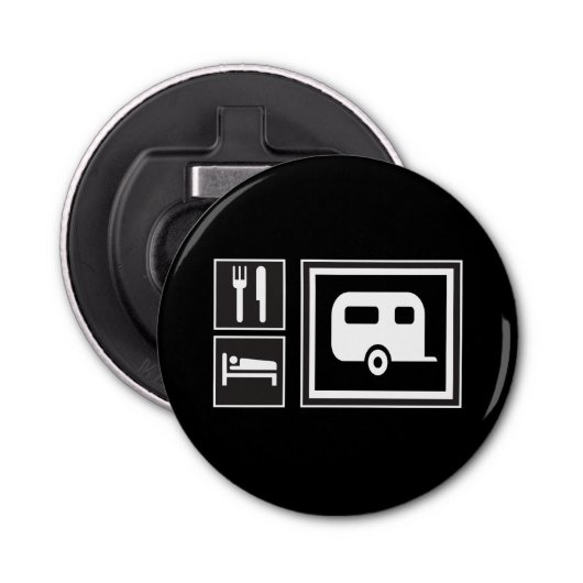 Open je bier in de RV Camper Button Flesopener (Voorkant)