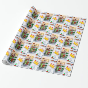 Open koelkast gevuld met voedsel cadeaupapier