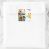 Open koelkast gevuld met voedsel vierkante sticker (Tas)