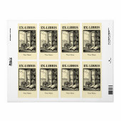 Open Library Window Bookplate Ex Libris Template Etiket (Full Sheet)