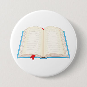 Open Lined Boek Rood Merkblad Ronde Button 7,6 Cm