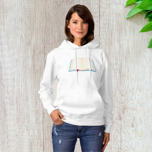 Open Lined Book Red Bookmark Hoodie