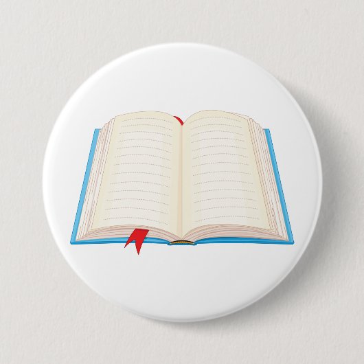 Open Lined Book Red Bookmark Ronde Button 7,6 Cm (Voorkant)