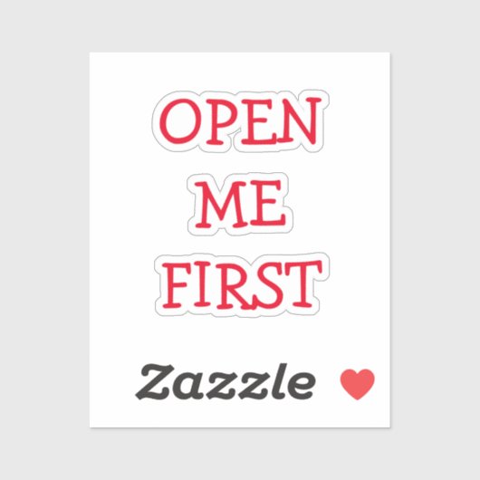 Open me Eerste Rode Tekst Sticker (Vel)