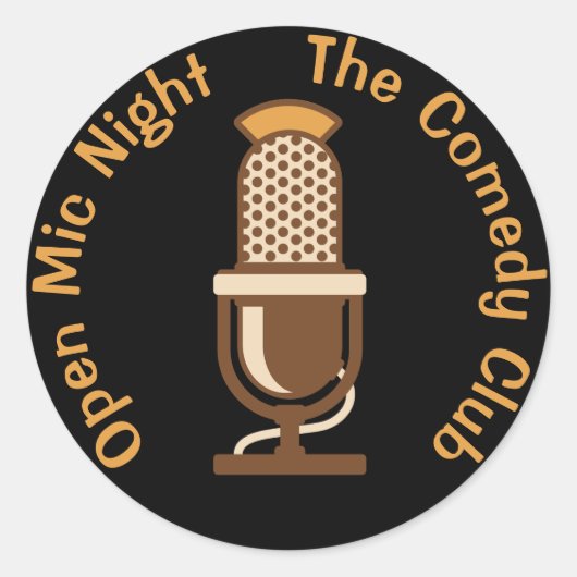 Open Mic Night Gepersonaliseerd Ronde Sticker (Voorkant)