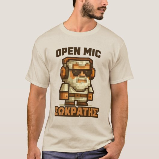 Open Mic Socrates (Grieks) T-shirt (Voorkant)