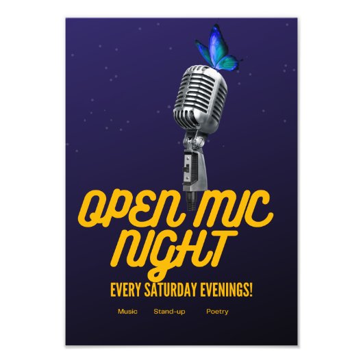 open mic stand up retro poster (Voorkant)