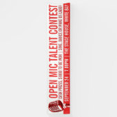 Open microfoon wedstrijd rood spandoek (Verticaal)