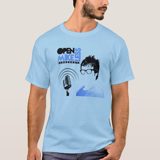 Open Mikeless shirt Blue met reisdata (Voorkant)