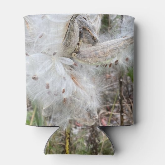 Open Milkweed Pods | Zaden met zijde | Blikjeskoeler (Achterkant)