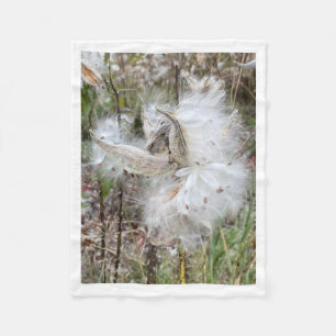 Open Milkweed Pods   Zaden met zijde   Fleece Deken