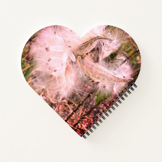 Open Milkweed Pods | Zaden met zijde | Hart Notitieboek (Achterkant)