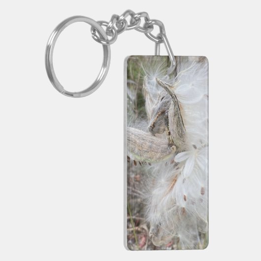 Open Milkweed Pods | Zaden met zijde | Sleutelhanger (Voorkant Links)