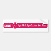 Open Minds, Open Bronnen, Open Toekomst - Debian Bumpersticker (Voorkant)