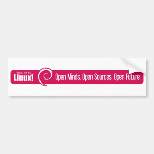 Open Minds, Open Bronnen, Open Toekomst - Debian Bumpersticker (Voorkant)