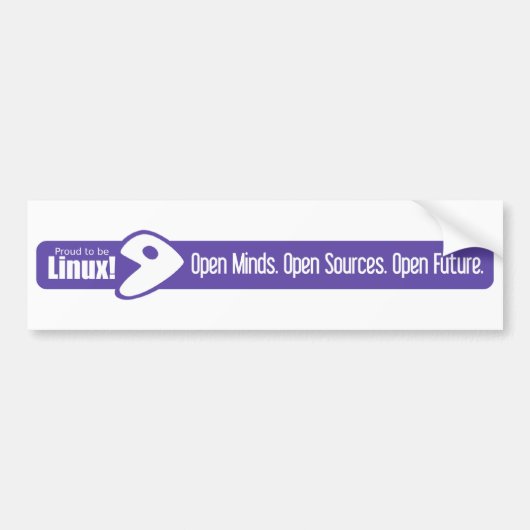 Open Minds, Open Bronnen, Open Toekomst - Gentoo Bumpersticker (Voorkant)