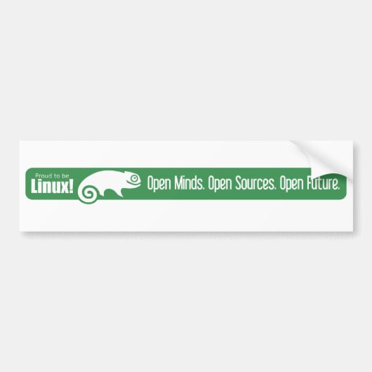 Open Minds, Open Bronnen, Open Toekomst - SUSE Bumpersticker (Voorkant)