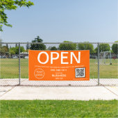 OPEN Moderne Oranje Zakelijke Logo QR Code Spandoek (Insitu)