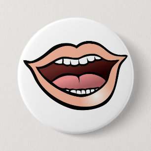 Open mond lippen tanden tong ronde button 7,6 cm