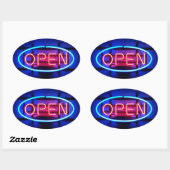 Open Neon Sign Sticker (Feuille)