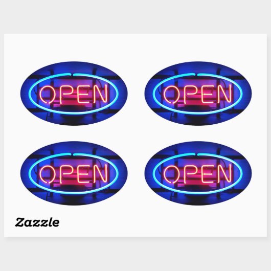 Open Neon Sign Sticker (Feuille)