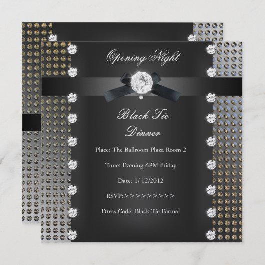 Open Night Black Stropdas Formele zwarte zilver Kaart (Voorkant / Achterkant)