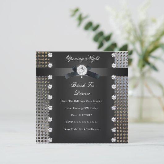 Open Night Black Stropdas Formele zwarte zilver Kaart (Staand voorkant)