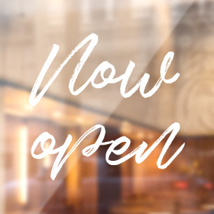 Open nu de opening van moderne bedrijven raamsticker