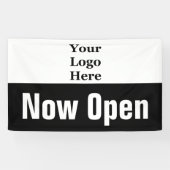 Open nu zwart-wit uw Logo hier Spandoek (Horizontaal)