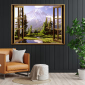 Open raam bij Mt. Rainier Poster