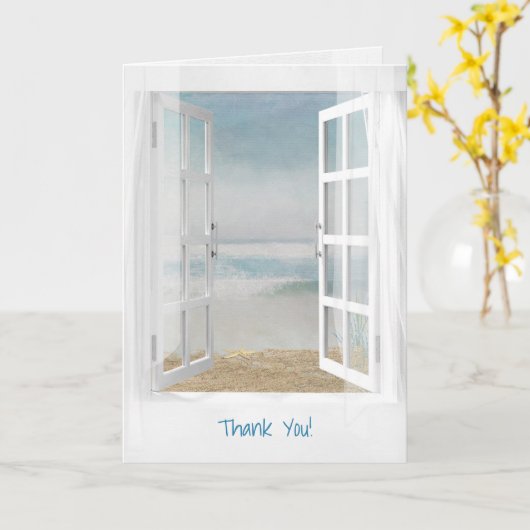 open raam en zeester oceaan dank u kaart (Gele Bloem)