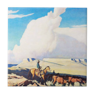 "Open Range" Westerne kunst van Maynard Dixon Tegeltje