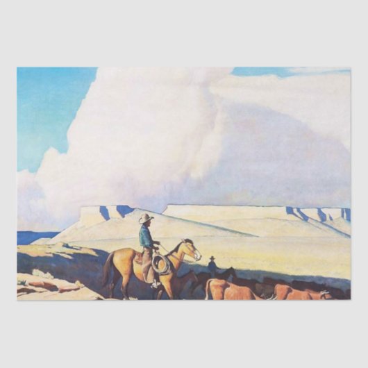 "Open Range" Westerne kunst van Maynard Dixon Tissuepapier (Voorkant)