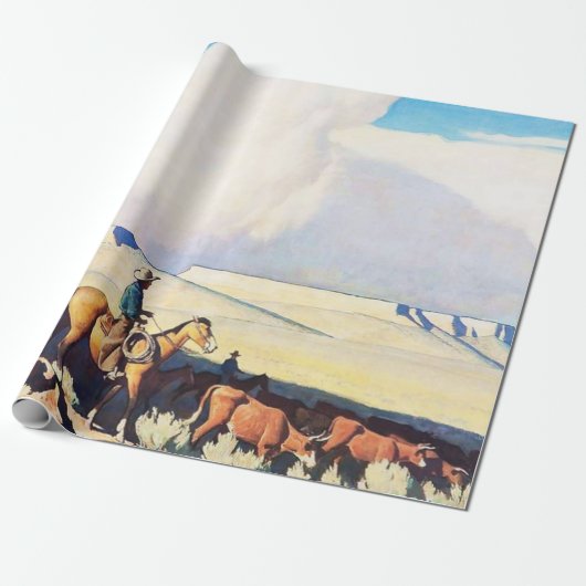 “Open Range” Westerse kunst van Maynard Dixon Cadeaupapier (Uitgerold)
