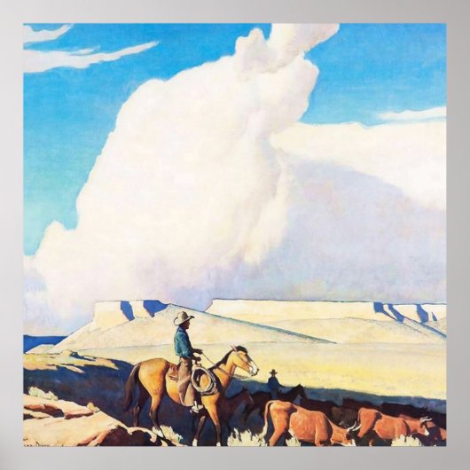 “Open Range” Westerse kunst van Maynard Dixon Poster (Voorkant)