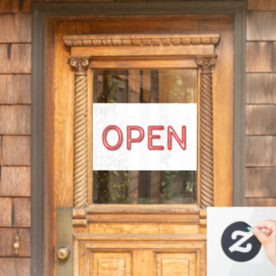 OPEN Red Neon Letters Business Deurteken Raamsticker