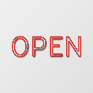 OPEN Red Neon Window Cling Raamsticker