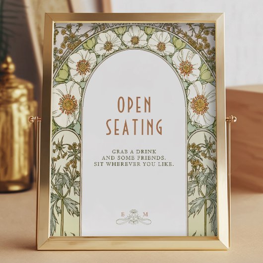 Open Seating Sign  Art Nouveau door Mucha Poster