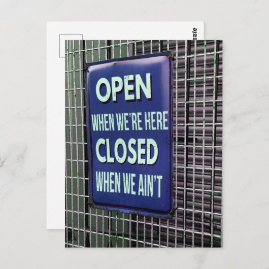 Open Sign Funny, Closed Sign Funny Briefkaart (Voorkant / Achterkant)