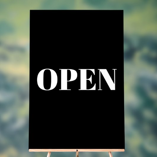 Open Sign Typography Minimalist Black White Large (Neutre)